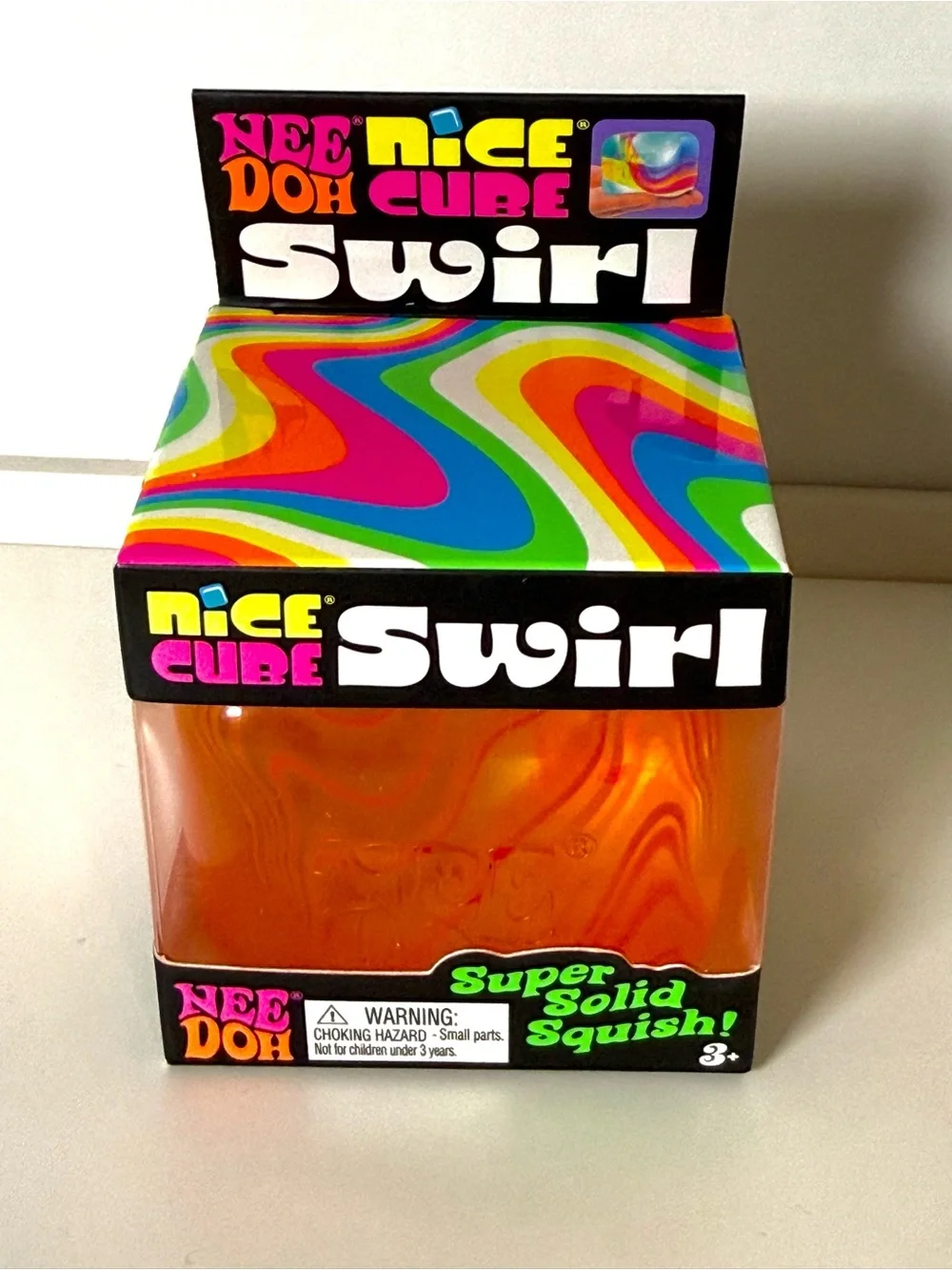 NeeDoh Nice Cube Swirl - Orange | NEE DOH Sensory Fidget Toy Super Solid Squish